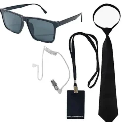 2025 Secret Agent Utklädningskläder inklusive Svarta Glasögon Hörsnäcka Och Halsband Säkerhetsvakt Cosplay Kostym för Barn Vuxen child> Dräkter