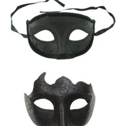 AcserGery 2025 Senaste Modell 2 ST Svarta Maskeradmasker för Män Kvinnor Par Gotiska venetianska masker för Alla hjärtans dag Fest karnevalsmask mardi> Masker