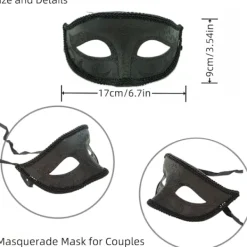 AcserGery 2025 Senaste Modell 2 ST Svarta Maskeradmasker för Män Kvinnor Par Gotiska venetianska masker för Alla hjärtans dag Fest karnevalsmask mardi> Masker