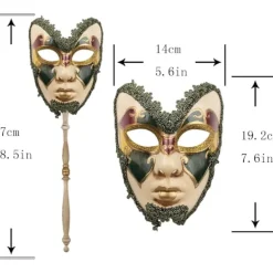 AcserGery 2025 Senaste Modell Venetiansk Maskeradmask på Pinne Mardi Gras Kostym Halvt Ansikte Halloween Jul Karneval Handhållen Pinne Fest> Masker