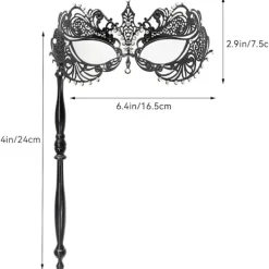 AcserGery 2025 Senaste Modell Venetiansk Halloween Mardi Gras Party Mask med Hållpinne, Karneval Handhållen Metall Fjäder Strass Maskerad><noscript><img width=