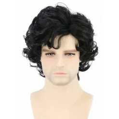 AcserGery 2025 Senaste Modell Herrperuker Svart Kort Lockig Lagerindelad Man Peruk Cosplay Halloween Karaktärskostym Peruk Svart> Peruker