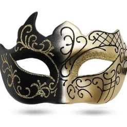 AcserGery 2025 Senaste Modell Maskeradmask för Män Vintage Venetiansk Mask Halloweenmask för Fest Bal Kostymmask Guld> Masker