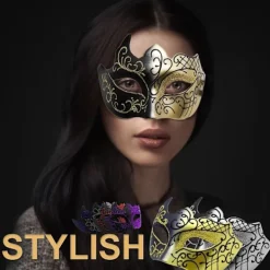 AcserGery 2025 Senaste Modell Maskeradmask för Män Vintage Venetiansk Mask Halloweenmask för Fest Bal Kostymmask Guld><noscript><img width=