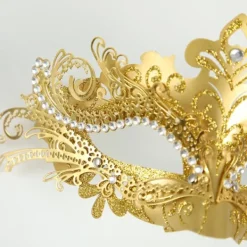 AcserGery 2025 Senaste Modell Maskeradmask med Pinne Venetiansk Guldmask Mardi Gras Dekorationer Halloween Kostym Mask för Kvinnor><noscript><img width=