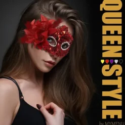 AcserGery 2025 Senaste Modell Maskeradmask för Kvinnor Par Maskeradmask för Män Glänsande Venetiansk Mask Halloweenmask för Fest Bal Röd><noscript><img width=