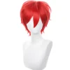 AcserGery 2025 Senaste Modell Röd Cosplay Peruk Kort Taggete Fluffigt Värmebeständigt Lager Syntetiskt Hår Män Kvinnor Halloween Party Peruk Röd> Peruker