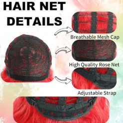 AcserGery 2025 Senaste Modell Rödaktiga Arga Peruker Män【+ Peruknät】 Kort Röd Taggete Peruk Kort Vågig Röd Galet Hår Röd Taggete Cosplay Hår för Kostym R><noscript><img width=