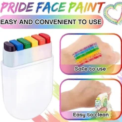 2025 Senaste Modell Regnbågs Ansiktsfärg Pride Ansikte Kroppsfärg Kit Regnbågs Makeup> Smink