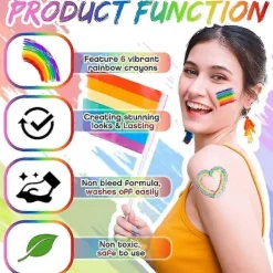 2025 Senaste Modell Regnbågs Ansiktsfärg Pride Ansikte Kroppsfärg Kit Regnbågs Makeup><noscript><img width=