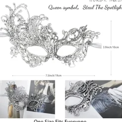 AcserGery 2025 Senaste Modell 2st Maskeradmask för Kvinnor Venetiansk Karneval Mardi Gras Spetsmasker För Kvinnor & Par Halloween Party Deco><noscript><img width=