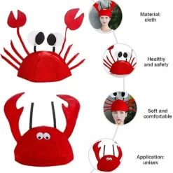 DAO 1 Set 2 st Hummer Krabba Designade Party Dekorativa Hattar Huvudbonader för Dekor (Röd) [DB]><noscript><img width=