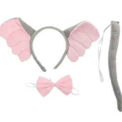 1 Set Elefant Cosplay Tillbehör Elefant Öron Huvudbonad Svans med Fluga Djur Kostym Tillbehör> Tillbehör