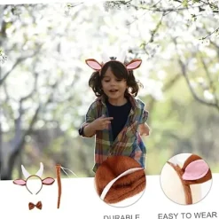 2 Set Get-Horn Pannband Djurdräkter Tillbehör Djur Pannband Djurdräkt Get Horn och Öron Hundöron Pannband Plysch Get Huvudbonad Djuröra><noscript><img width=