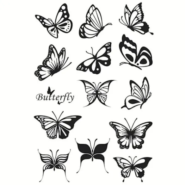 1 set ögonmakeup klar fjäril tätning fjäril tätning eyeliner hjälpverktyg akrylplatta bläckkudde mönster 3+4+bläckkudde> Smink