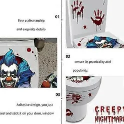 1 Set Halloween-tema Toalettsits Klistermärken Skräck Clown Toalettdekor Dekal> Smink