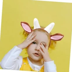 2 set med gethorn pannband djurpark kläder accessoarer djur pannband djurdräkt gethorn och öron hundöron pannband plysch gethuvudbonad djuröron><noscript><img width=