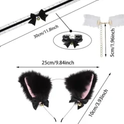 4 set med kattflicka kattöron enkla håraccessoarer krage set><noscript><img width=