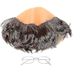 1 Set Munkperuk med Glasögon Flintskallig Peruk Cosplay Party Peruk Rekvisita Halloween Munk Flintskallig Peruk För Vuxen> Peruker