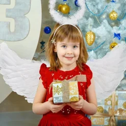 1 Set Ängelvingar Kostym - Halloween och Cosplay Fjäder Vingar Halo för Vuxna och Barnfesttillbehör Dekorera Bröllopsdekoration><noscript><img width=