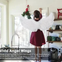 1 Set Ängelvingar Kostym - Halloween och Cosplay Fjäder Vingar Halo för Vuxna och Barnfesttillbehör Dekorera Bröllopsdekoration><noscript><img width=
