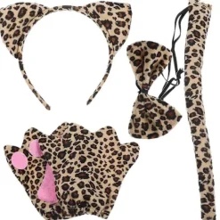 1 Set Rollspels Leopard Öron Hårband Cosplay Djur Kostym för Vuxna><noscript><img width=