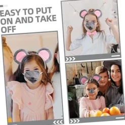 1 Set Råttkostym Huvudbonad Djuröron Hårband Öron Hårband Musöron Hårring Fest Dekorativt Hårband Mus Cosplay Hårband Kvinnor Huvudbonad-FX-><noscript><img width=