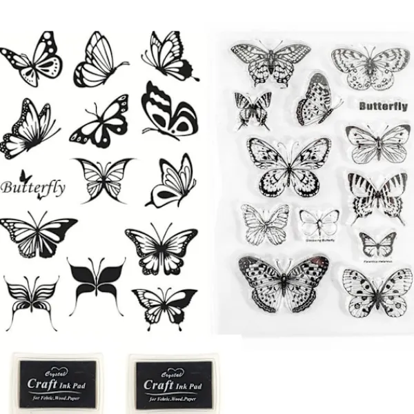 1 set smink ögonmakeup fjärilstämpel transparent stämpel smör> Smink