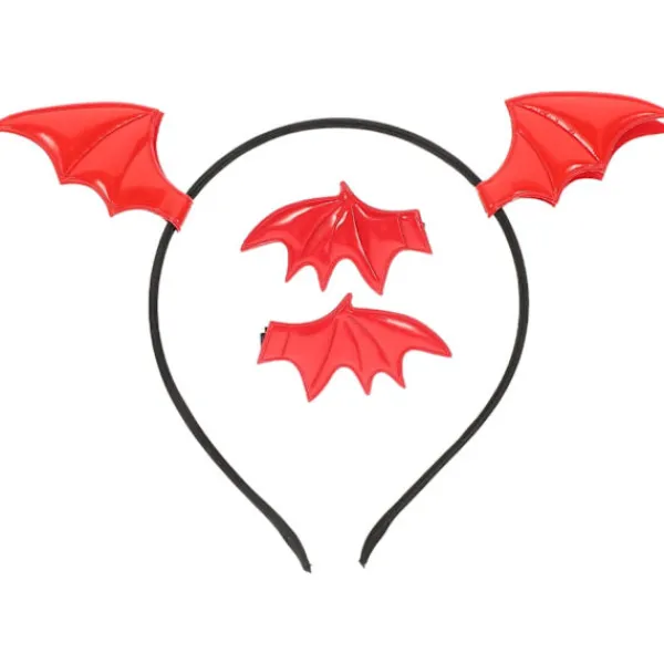 NeunWolken 1 set söta fladdermöss för Halloween, barnens frisyrklämmor, Halloween rollspel fest (röd)> Huvudbonader