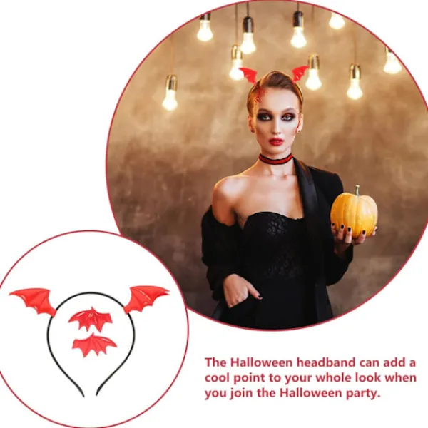 NeunWolken 1 set söta fladdermöss för Halloween, barnens frisyrklämmor, Halloween rollspel fest (röd)> Huvudbonader