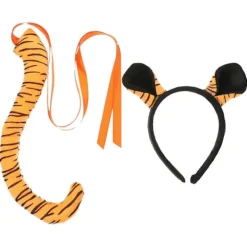 1 Set Tigerdräkt Rekvisita Fluffig Tiger Svans Tiger Öron Hårband Cosplay Fest Dekorationer> Tillbehör