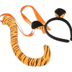 1 Set Tigerdräkt Rekvisita Fluffig Tiger Svans Tiger Öron Hårband Cosplay Fest Dekorationer> Tillbehör