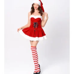 1 Sexig Julfestklänning, Damscenkostym, Rollspels Juluniformset M><noscript><img width=