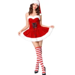1 Sexig Julfestklänning, Damscenkostym, Rollspels Juluniformset XL> Dräkter