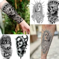 6 Sheets Temporary Tattoos For Men Women Arm><noscript><img width=