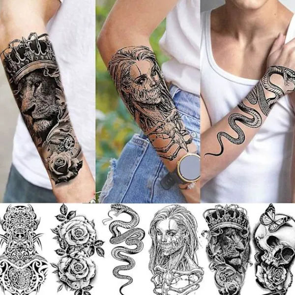6 Sheets Temporary Tattoos For Men Women Arm> Smink