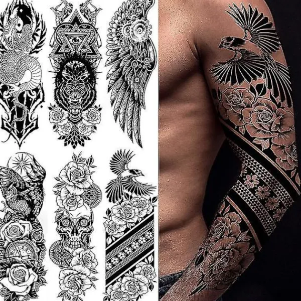 6 Sheets Temporary Tattoos For Men Women Armwanan> Smink