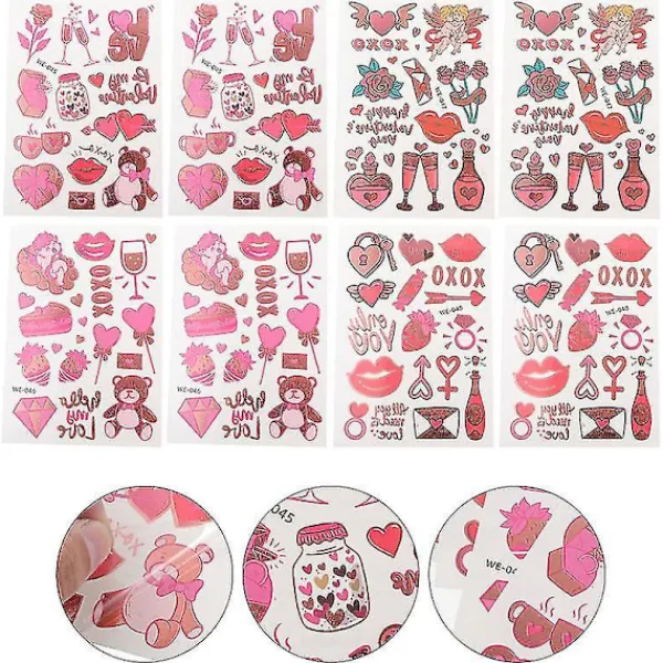8 Sheets Wedding Couples Temporary Tattoos Adults Temporary Tattoos Stickers> Smink