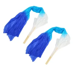 2 st 1,5 m Konstgjord Siden Magdans Bambufläkt Trefärgad Fyrkantsdans Fläkt Dansrekvisita Vit Cyan Blå><noscript><img width=
