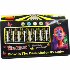 12 st ansiktsfärg kritor Halloween smink markör Uv Neon-glow i mörk färg> Smink