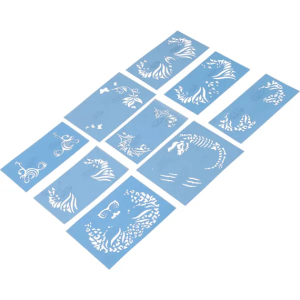 9 st Ansiktsmålning Stencils Kit Tvättbar färgmall Stencils Mall för Halloween Holiday Party Cosplay> Smink