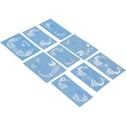 9 st Ansiktsmålning Stencils Kit Tvättbar färgmall Stencils Mall för Halloween Holiday Party Cosplay><noscript><img width=