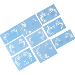 9 st Ansiktsmålning Stencils Kit Tvättbar färgmall Stencils Mall för Halloween Holiday Party Cosplay><noscript><img width=
