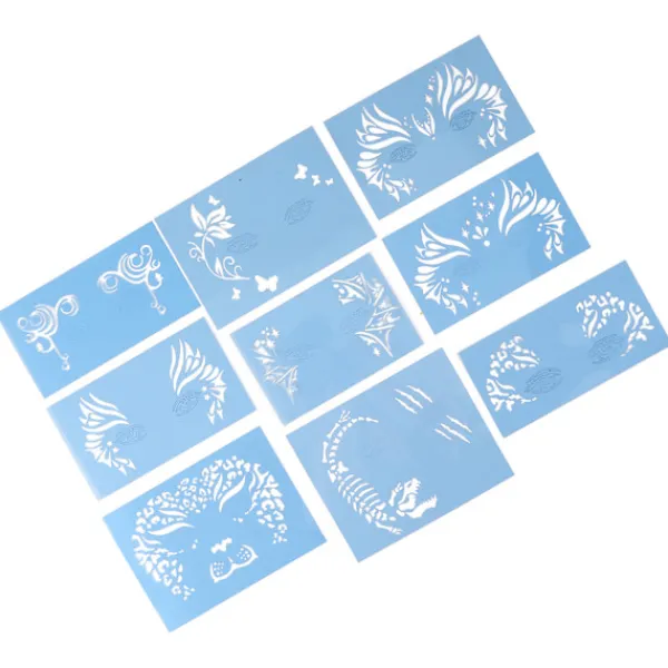 9 st Ansiktsmålning Stencils Kit Tvättbar färgmall Stencils Mall för Halloween Holiday Party Cosplay> Smink