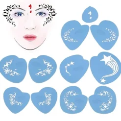 5 st Ansiktsmålningsschabloner Kit PET Återanvändbar Målningsmall Schabloner Mall för Halloweenfest CosplayYMMR)><noscript><img width=