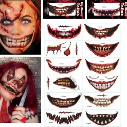 12 st Ansiktstatuering Halloween Prank Makeup Temporary Tattoo> Smink