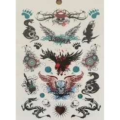 Novia 6 st Ark Temporära Tatueringar / Fake Tattoo Sticker - Döskalle / Drake / Örn / Ros> Smink