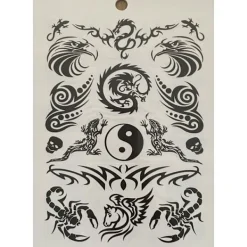 Novia 6 st Ark Temporära Tatueringar / Fake Tattoo Sticker - Döskalle / Drake / Örn / Ros><noscript><img width=