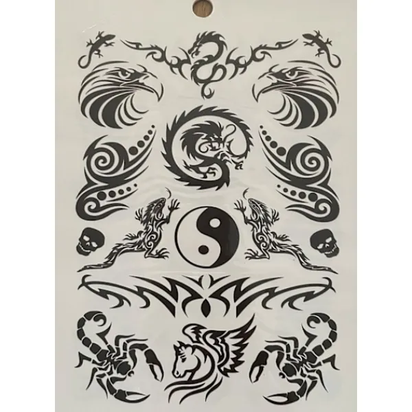 Novia 6 st Ark Temporära Tatueringar / Fake Tattoo Sticker - Döskalle / Drake / Örn / Ros> Smink