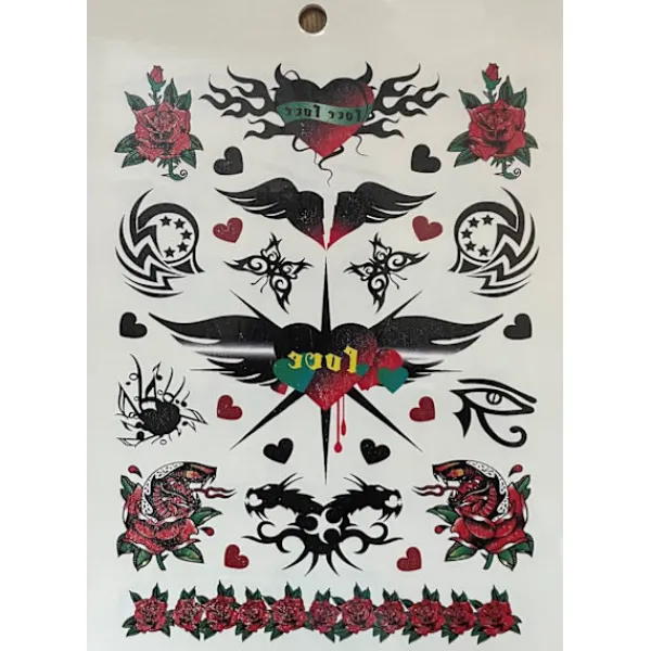 Novia 6 st Ark Temporära Tatueringar / Fake Tattoo Sticker - Ros / Fjäril / Rock / Bokstäver> Smink